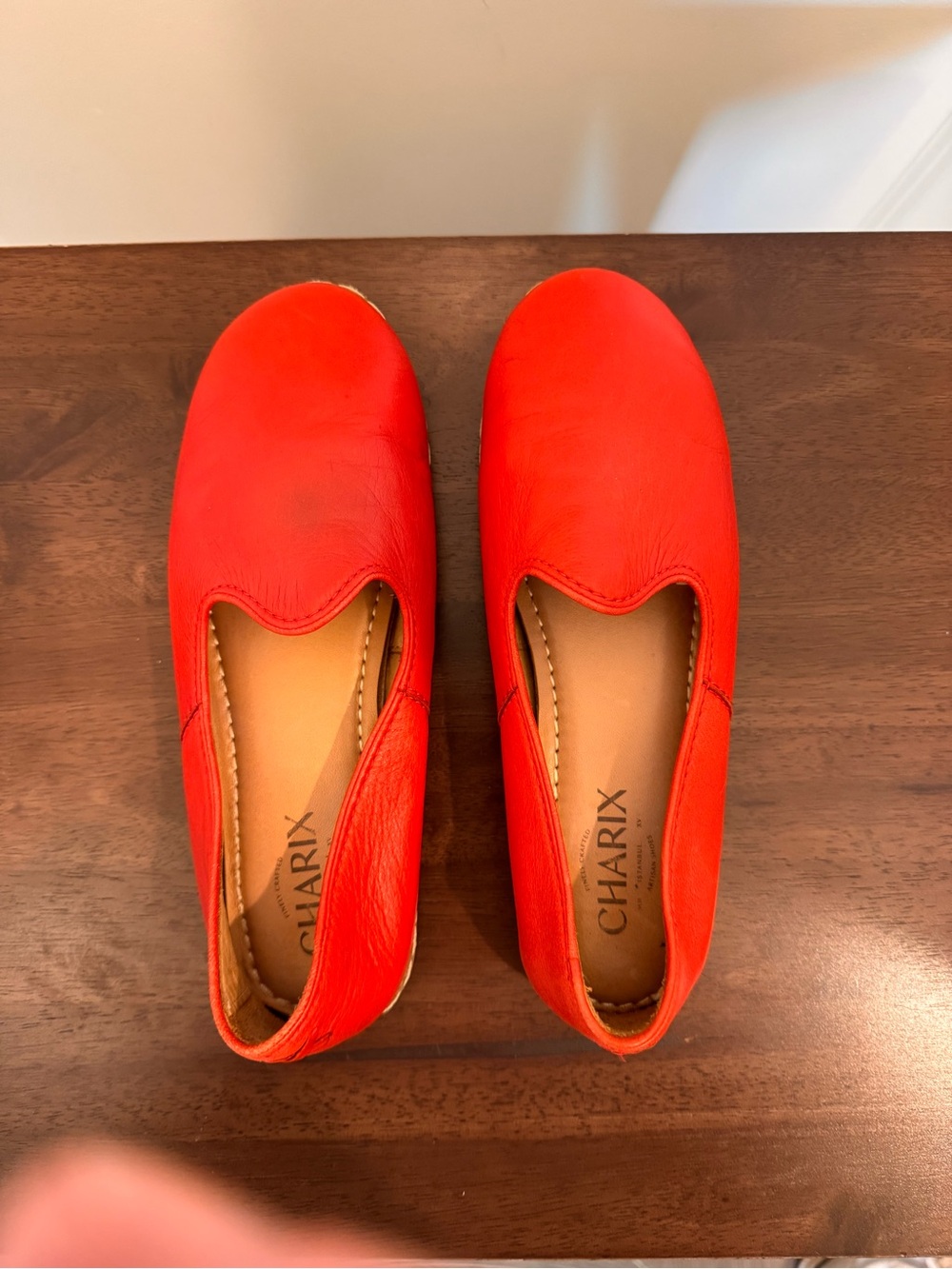 Charix Artisan Leather Loafers – Poppy Red Slip-Ons